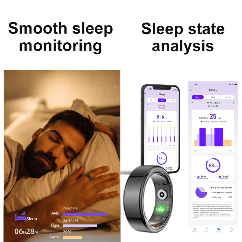 R02 Smart Ring 2025 Mens Rings for Woman Smartring Heart Rate Monitor Multi-sport Mode Bluetooth Fitness and Sleep Tracker - Halo Smart Ring